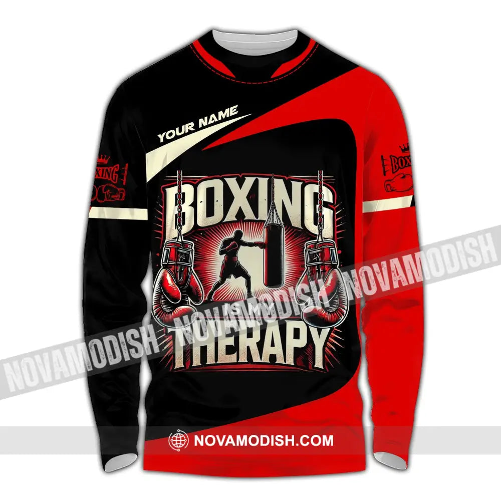 Man Shirt Custom Name Boxing T-Shirt For Club Gift Lovers Long Sleeve / S T-Shirt
