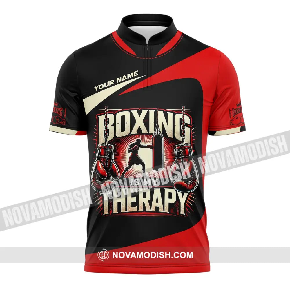 Man Shirt Custom Name Boxing T-Shirt For Club Gift Lovers Zipper Polo / S T-Shirt