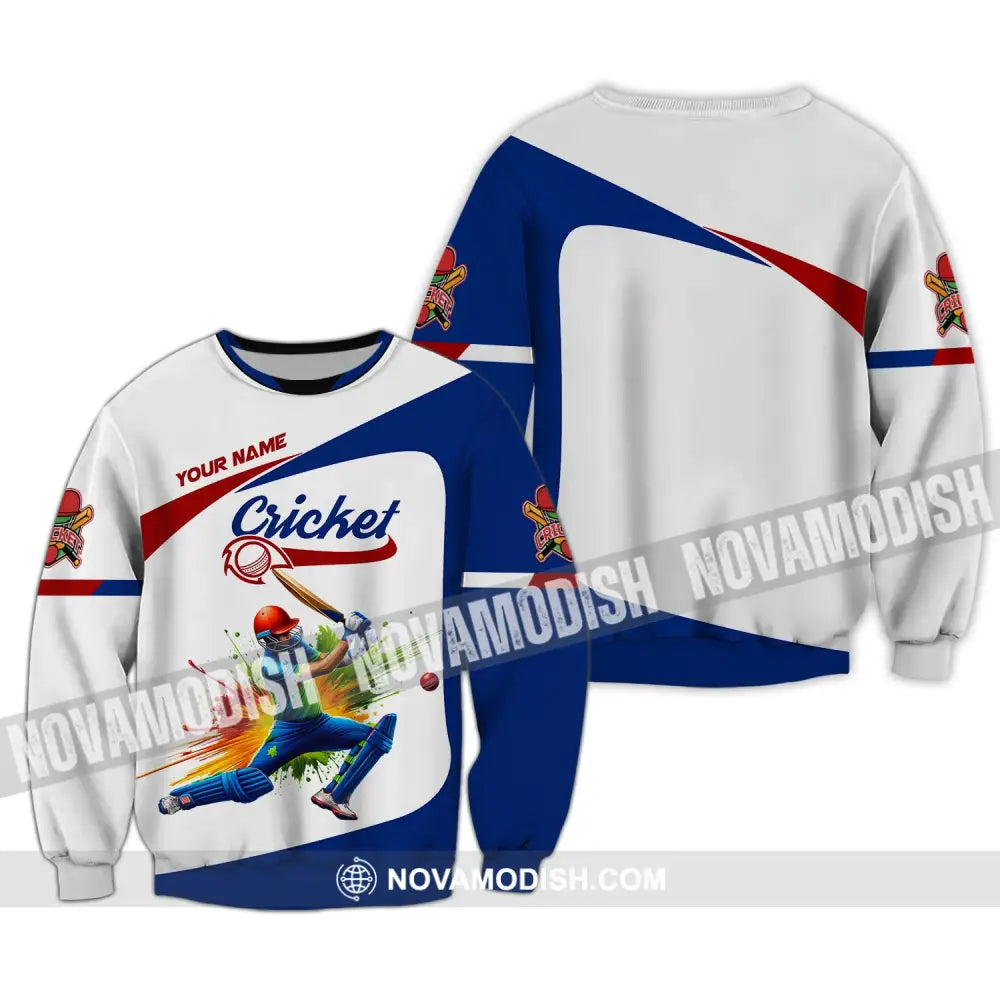 Man Shirt Custom Name Cricket T-Shirt Gift For Lover Player Apparel Long Sleeve / S