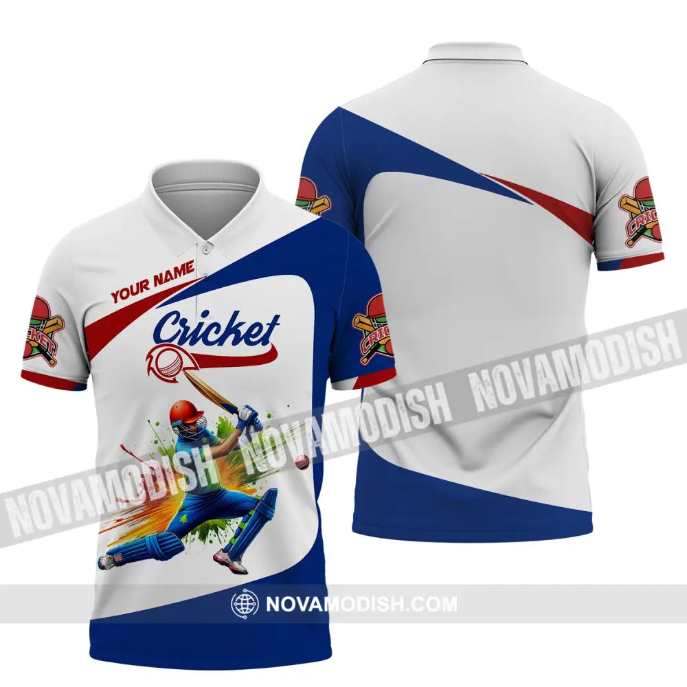 Man Shirt Custom Name Cricket T-Shirt Gift For Lover Player Apparel Polo / S