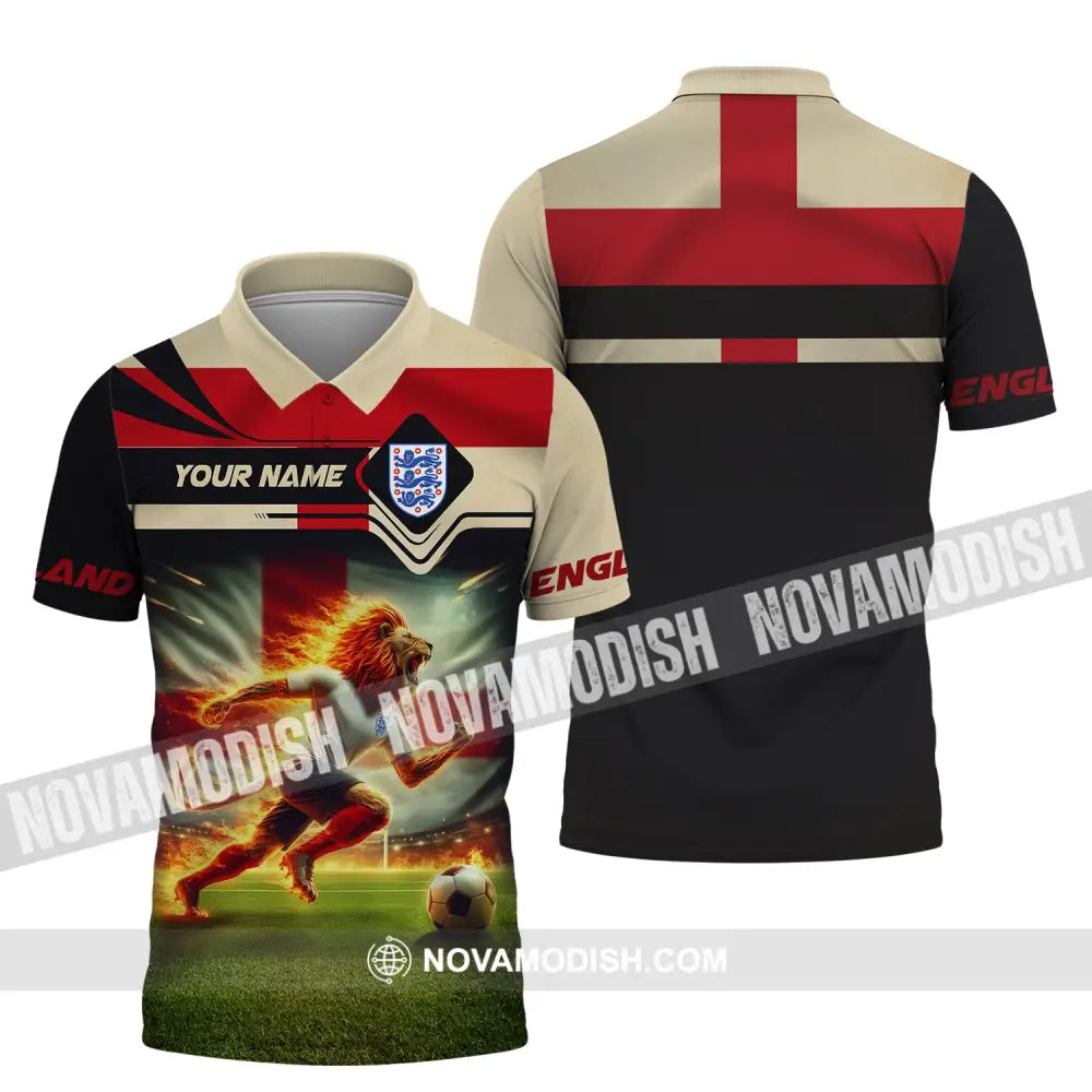 Man Shirt Custom Name England Football Soccer T-Shirt Gift For Lover Polo / S