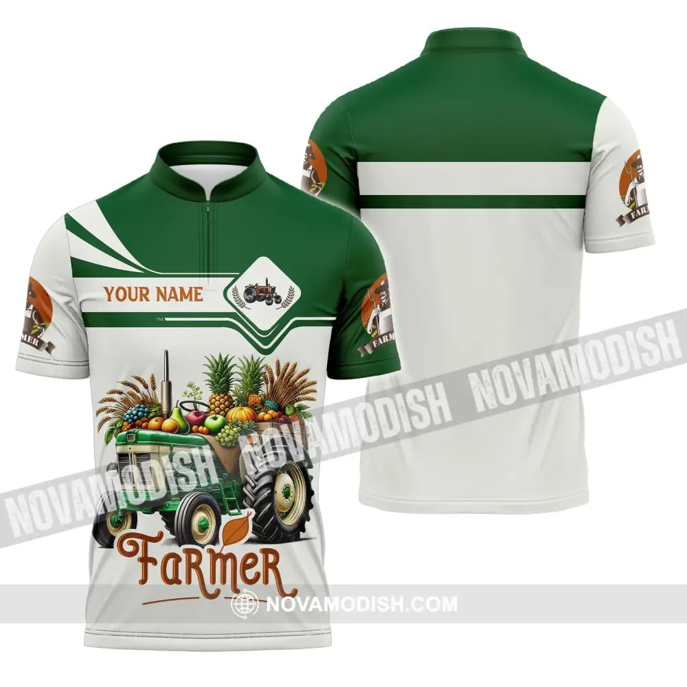 Man Shirt Custom Name Farmer Polo Apparel Zipper / S T-Shirt