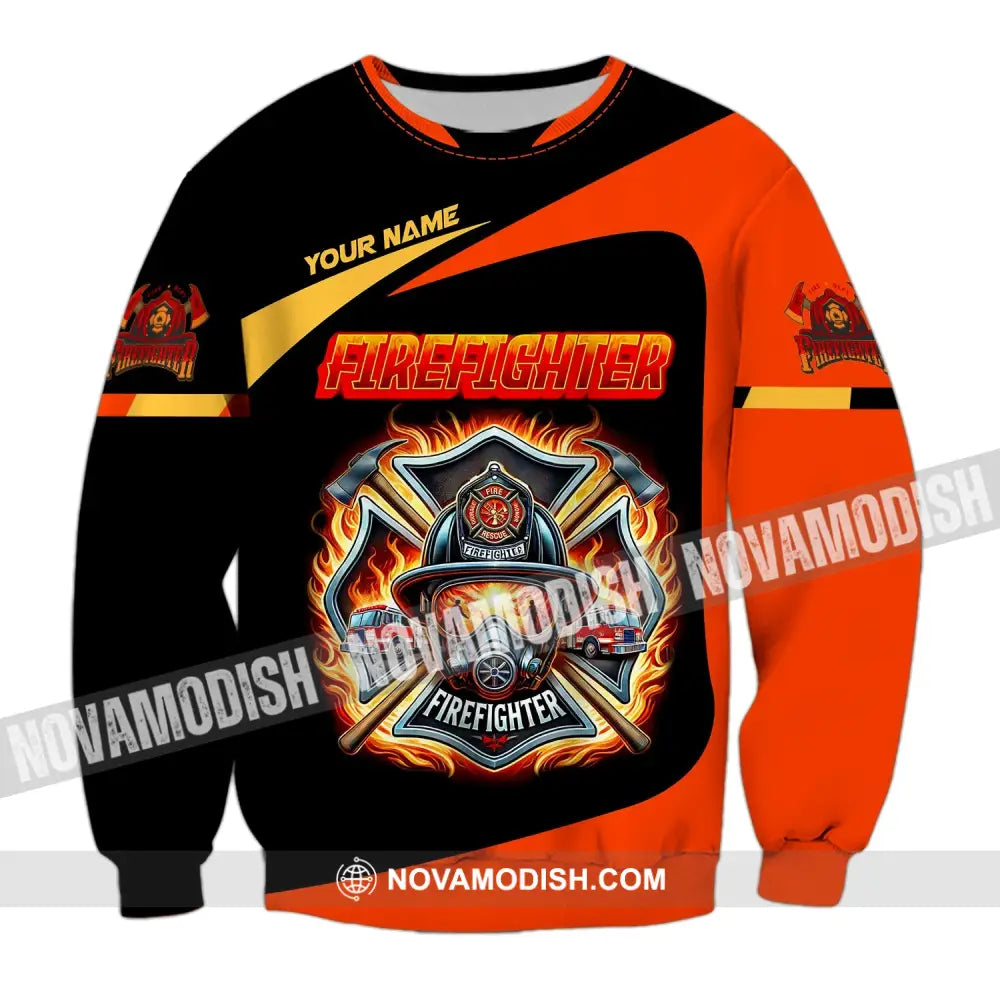 Man Shirt Custom Name Firefighter Fireman Hoodie Polo Long Sleeve / S T-Shirt