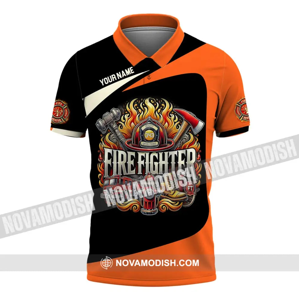 Man Shirt Custom Name Firefighter T-Shirt Hoodie Long Sleeve Polo / S T-Shirt