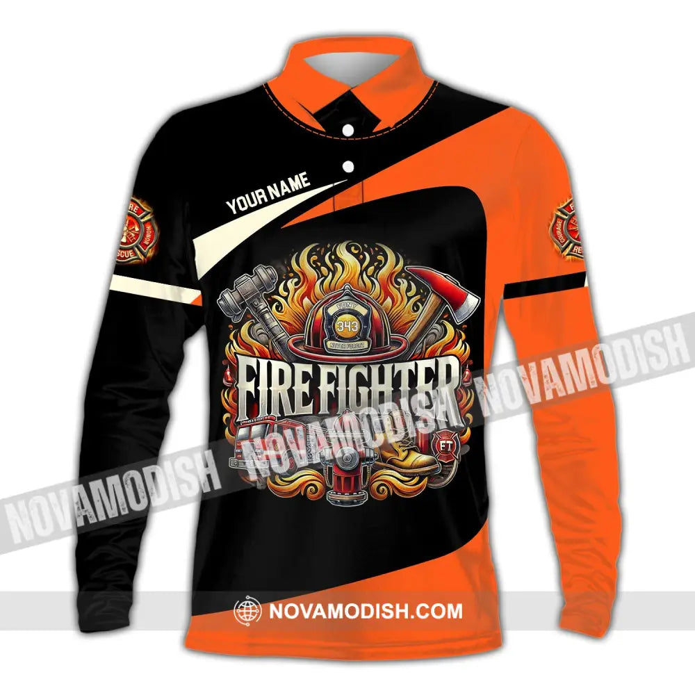 Man Shirt Custom Name Firefighter T-Shirt Hoodie Long Sleeve Polo / S T-Shirt