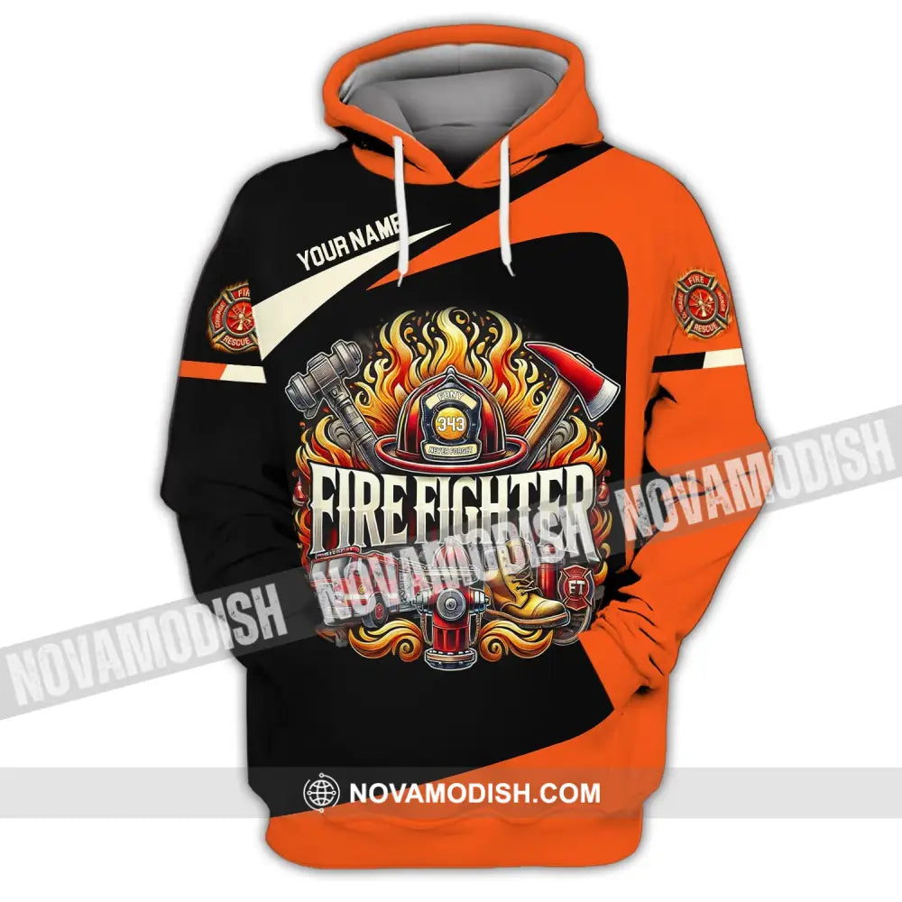 Man Shirt Custom Name Firefighter T-Shirt Hoodie Long Sleeve / S T-Shirt