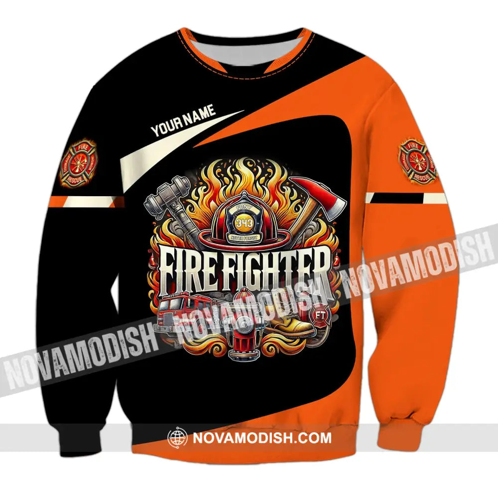 Man Shirt Custom Name Firefighter T-Shirt Hoodie Long Sleeve / S T-Shirt