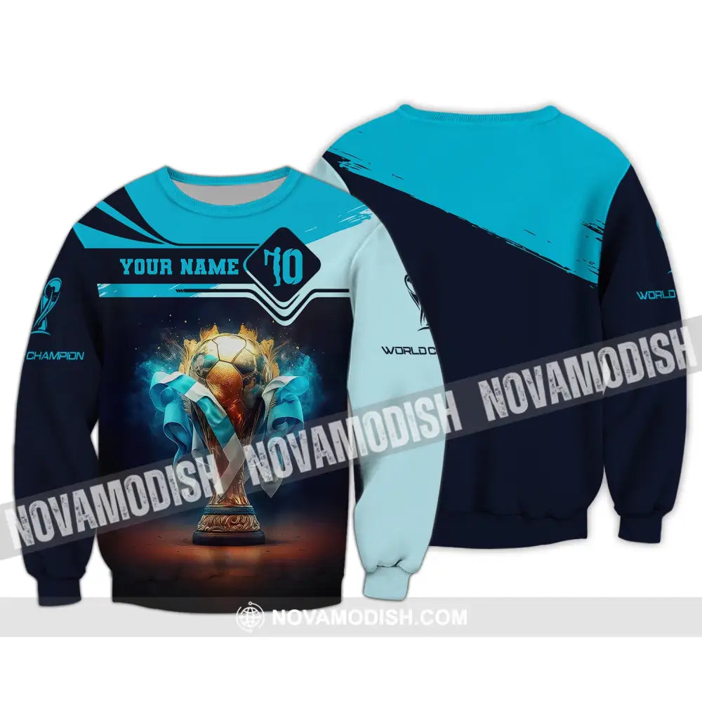 Man Shirt Custom Name Football World Champion Gift For Lover Long Sleeve / S T-Shirt