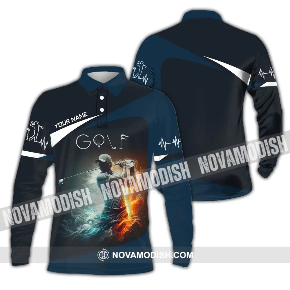 Man Shirt Custom Name Golf T-Shirt For Club Gift Lovers Long Sleeve Polo / S T-Shirt