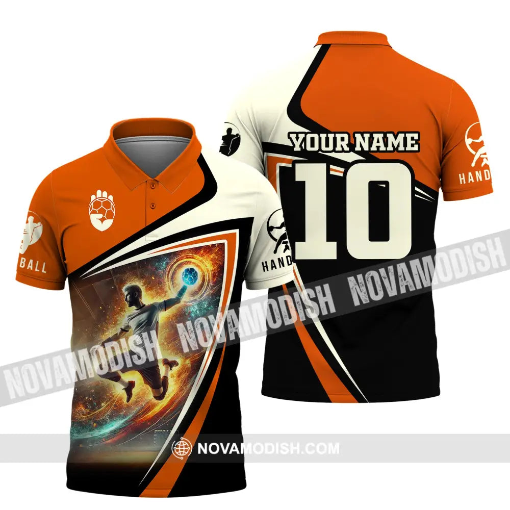 Man Shirt Custom Name Handball Player Hoodie Polo Long Sleeve / S T-Shirt