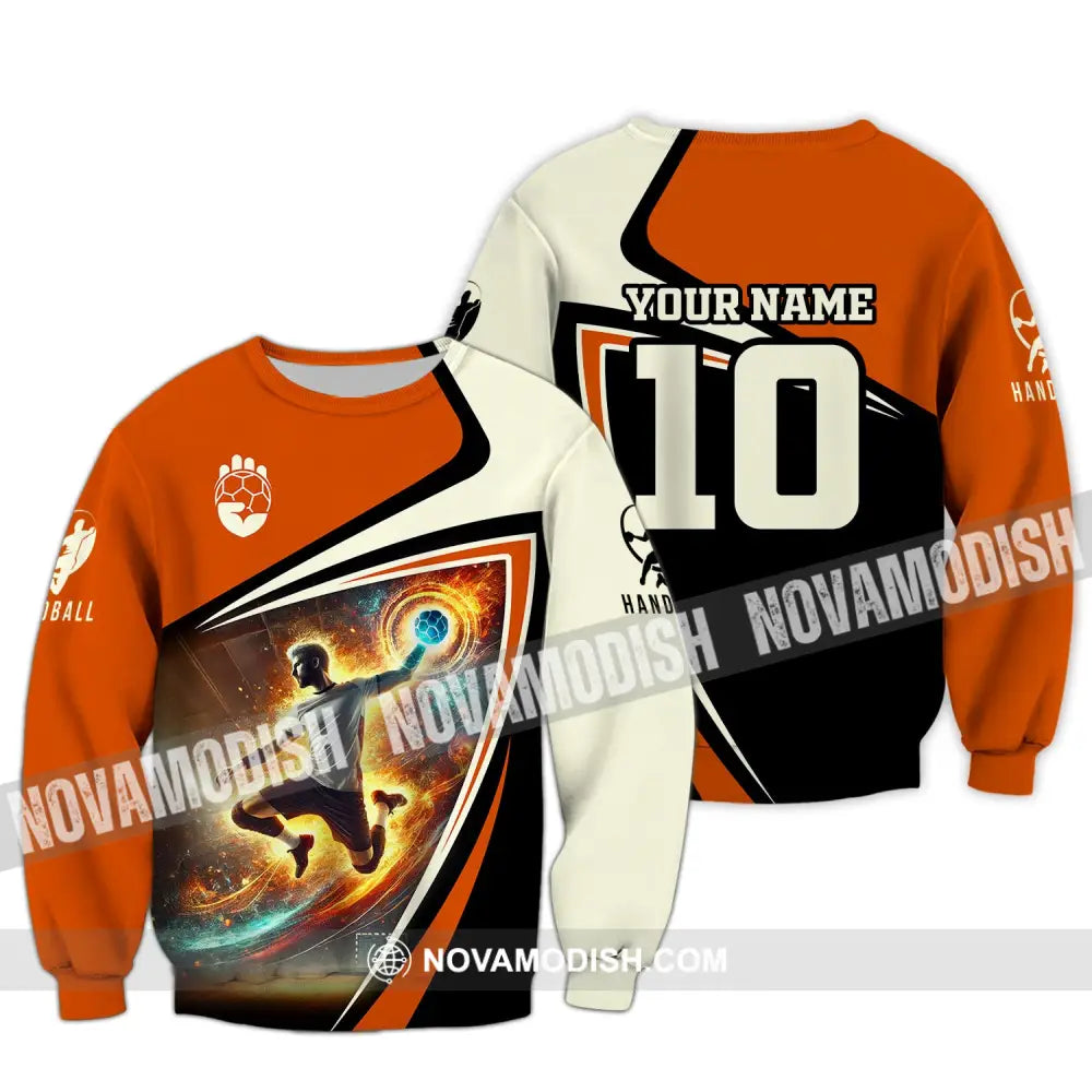 Man Shirt Custom Name Handball Player Hoodie Polo Long Sleeve / S T-Shirt