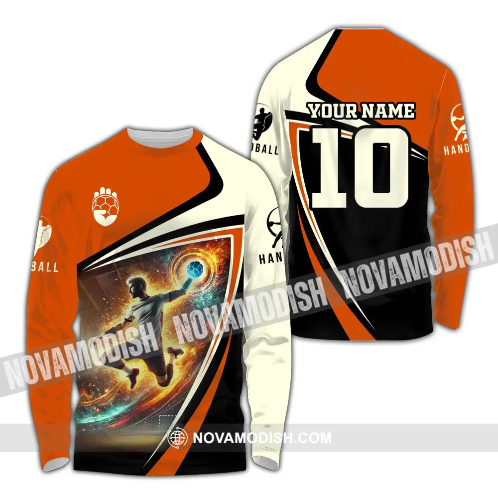 Man Shirt Custom Name Handball Player Hoodie Polo Long Sleeve / S T-Shirt