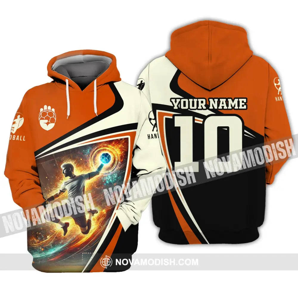 Man Shirt Custom Name Handball Player Hoodie Polo Long Sleeve / S T-Shirt