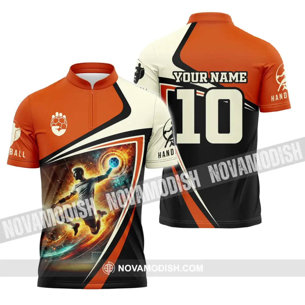 Man Shirt Custom Name Handball Player Hoodie Polo Long Sleeve Zipper / S T-Shirt