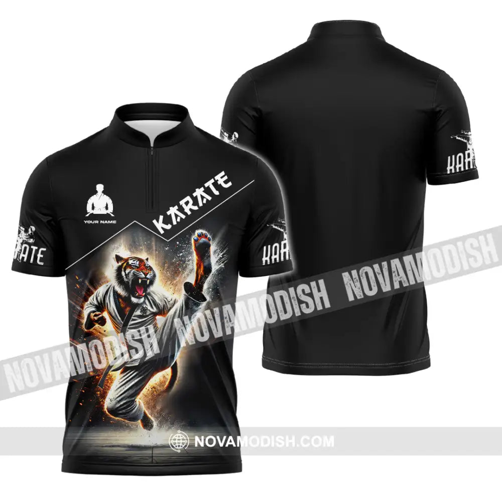 Man Shirt Custom Name Karate Hoodie Polo Long Sleeve Gift For Lovers Zipper / S T-Shirt