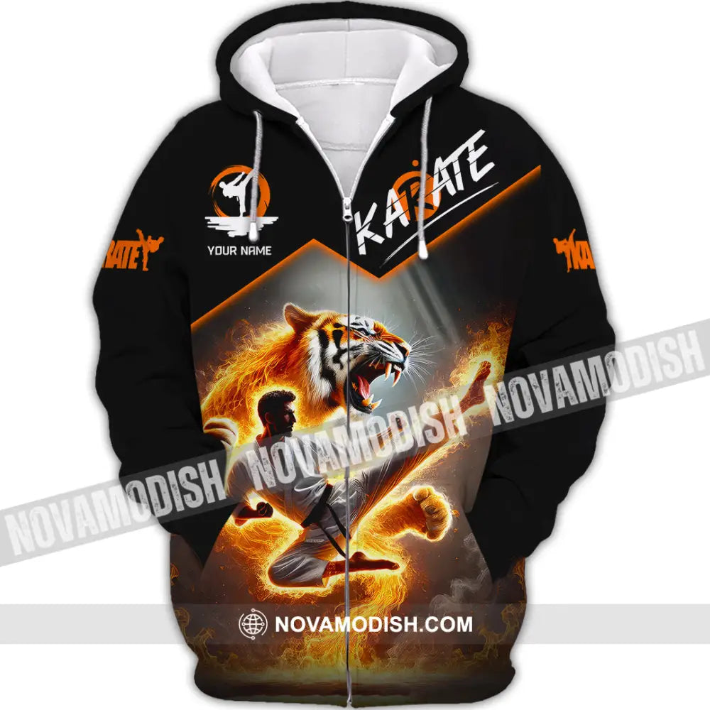 Man Shirt Custom Name Karate Lover Polo Long Sleeve Gift Zipper Hoodie / S T-Shirt