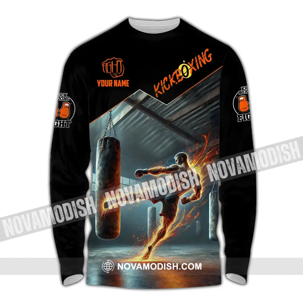 Man Shirt Custom Name Kickboxing Hoodie Polo Long Sleeve / S T-Shirt