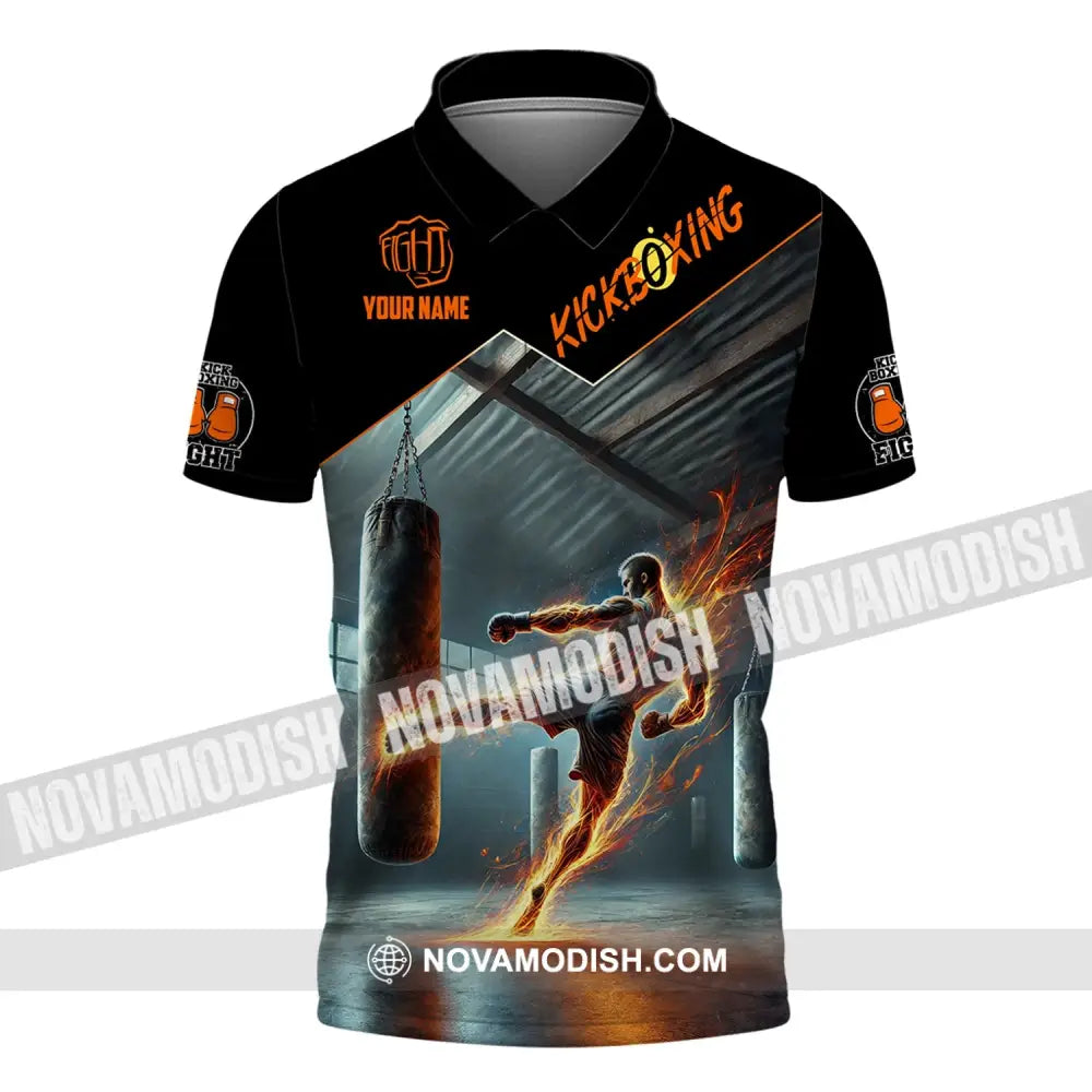 Man Shirt Custom Name Kickboxing Hoodie Polo Long Sleeve / S T-Shirt