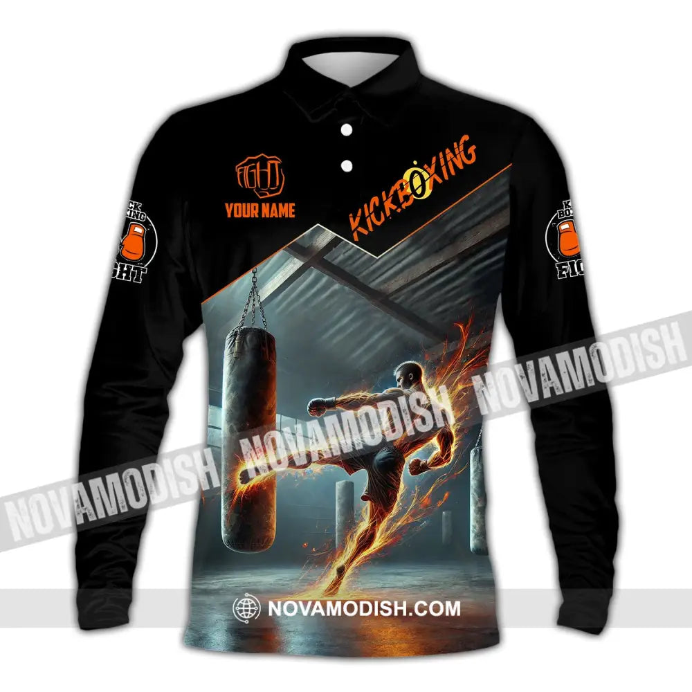 Man Shirt Custom Name Kickboxing Hoodie Polo Long Sleeve / S T-Shirt