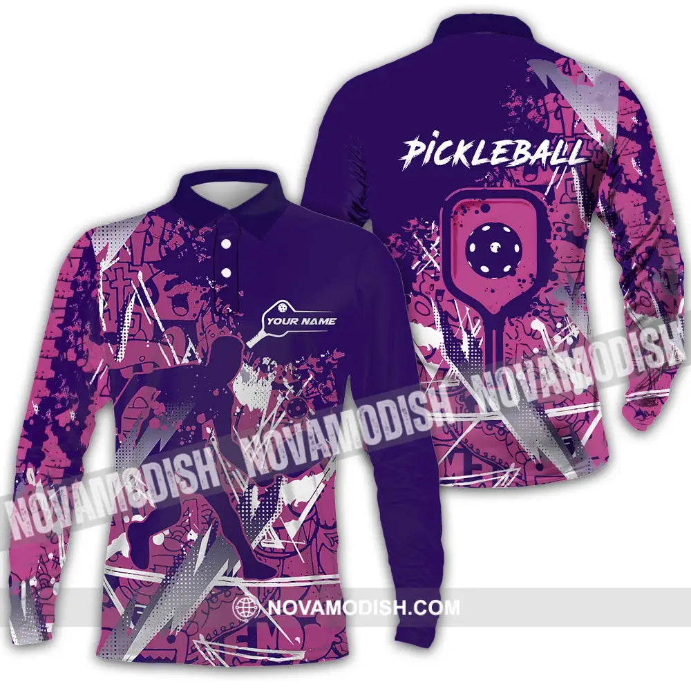 Man Shirt - Custom Name Pickleball Shirt Long Sleeve Polo / S T-shirt
