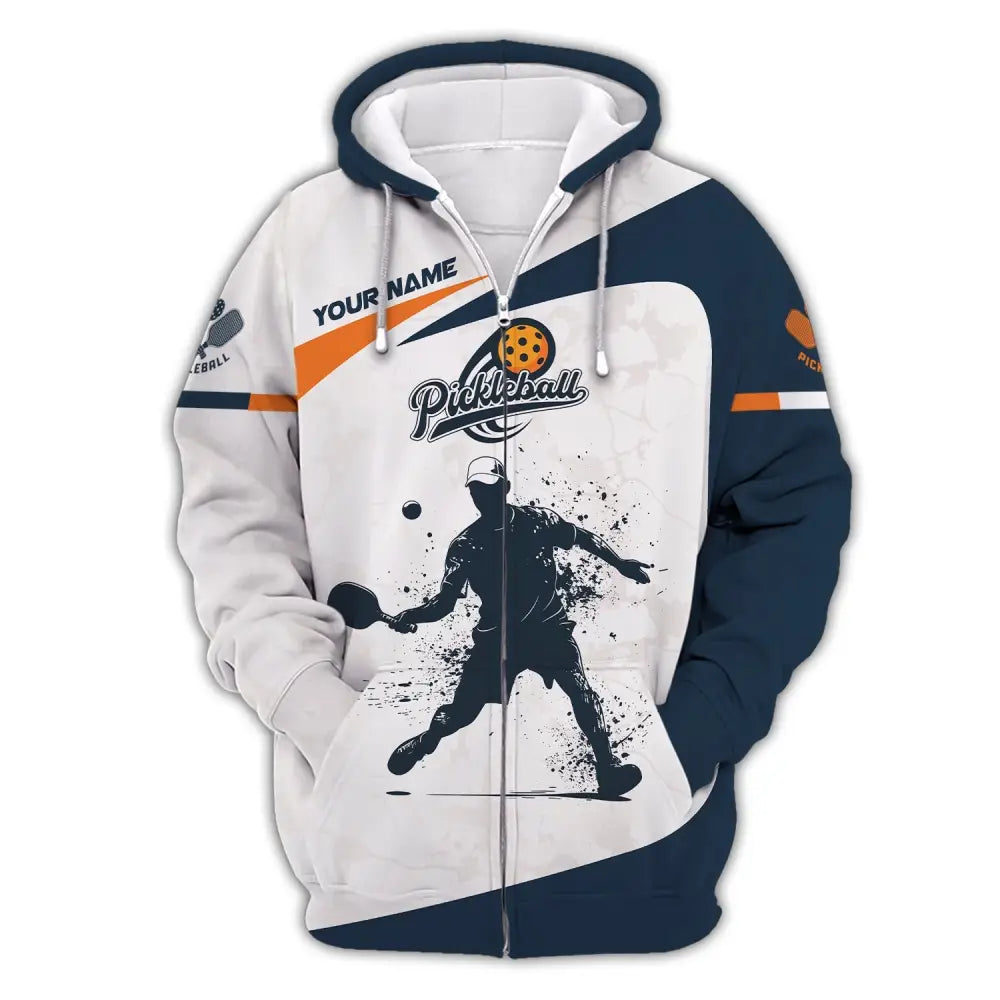 Man Shirt Custom Name Pickleball T-Shirt For Club Gift Players Zipper Hoodie / S