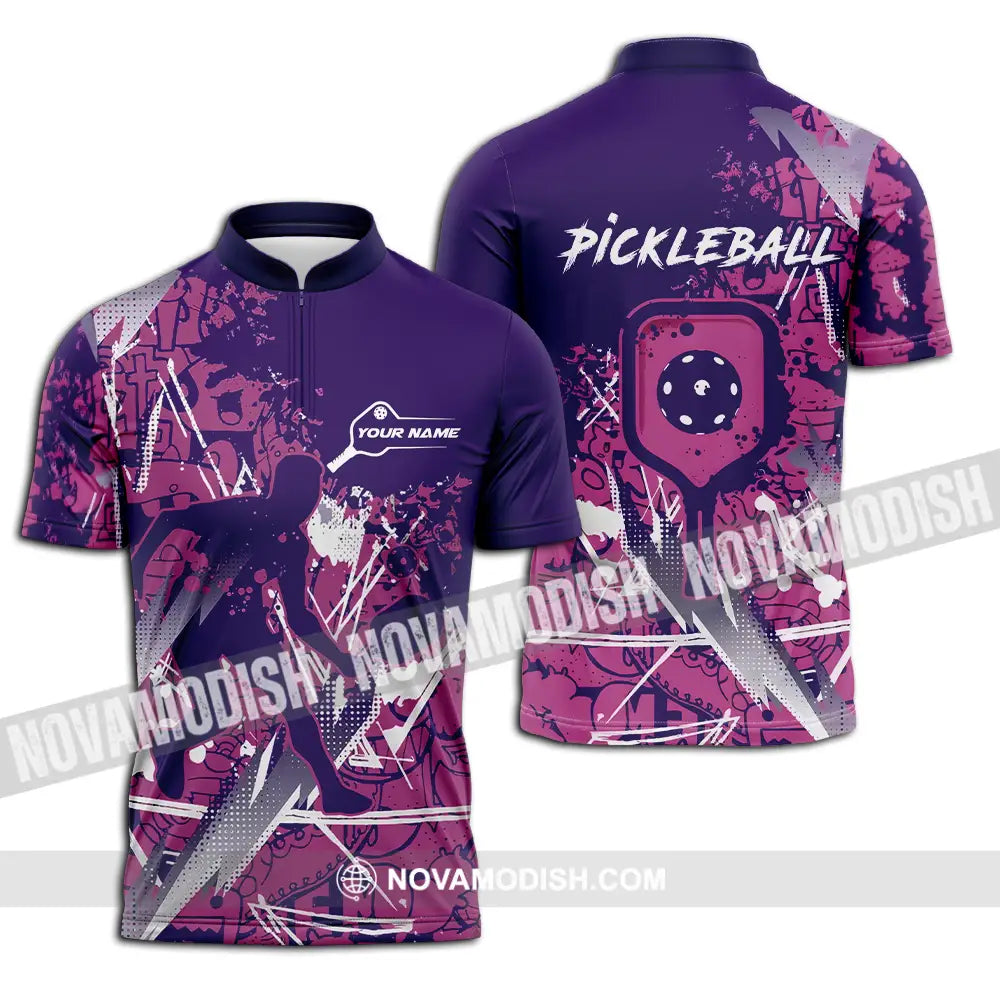 Man Shirt - Custom Name Pickleball Shirt Zipper Polo Shirt / S T-shirt