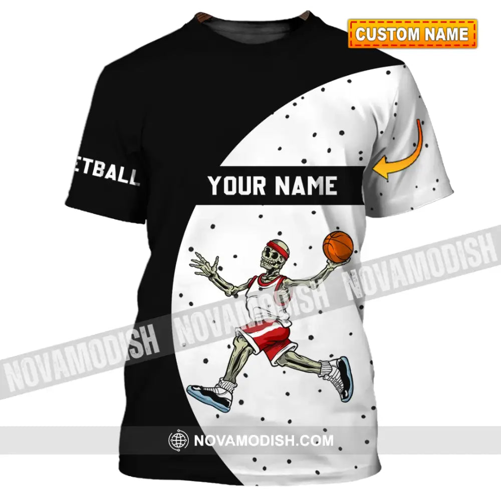 Man Shirt - Custom Name T-Shirt - Basketball Skeleton Clothing T-shirt