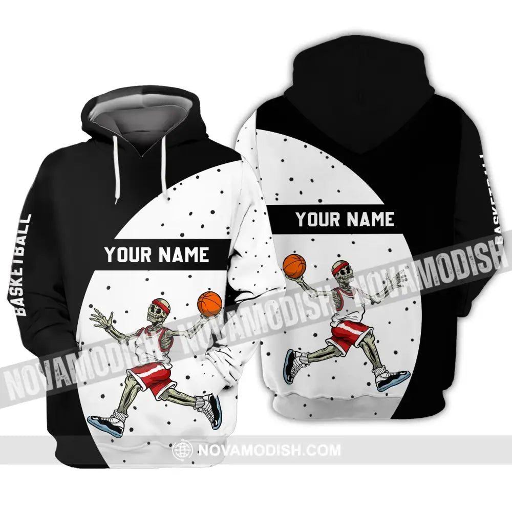 Man Shirt - Custom Name T-Shirt - Basketball Skeleton Clothing Hoodie / S T-shirt