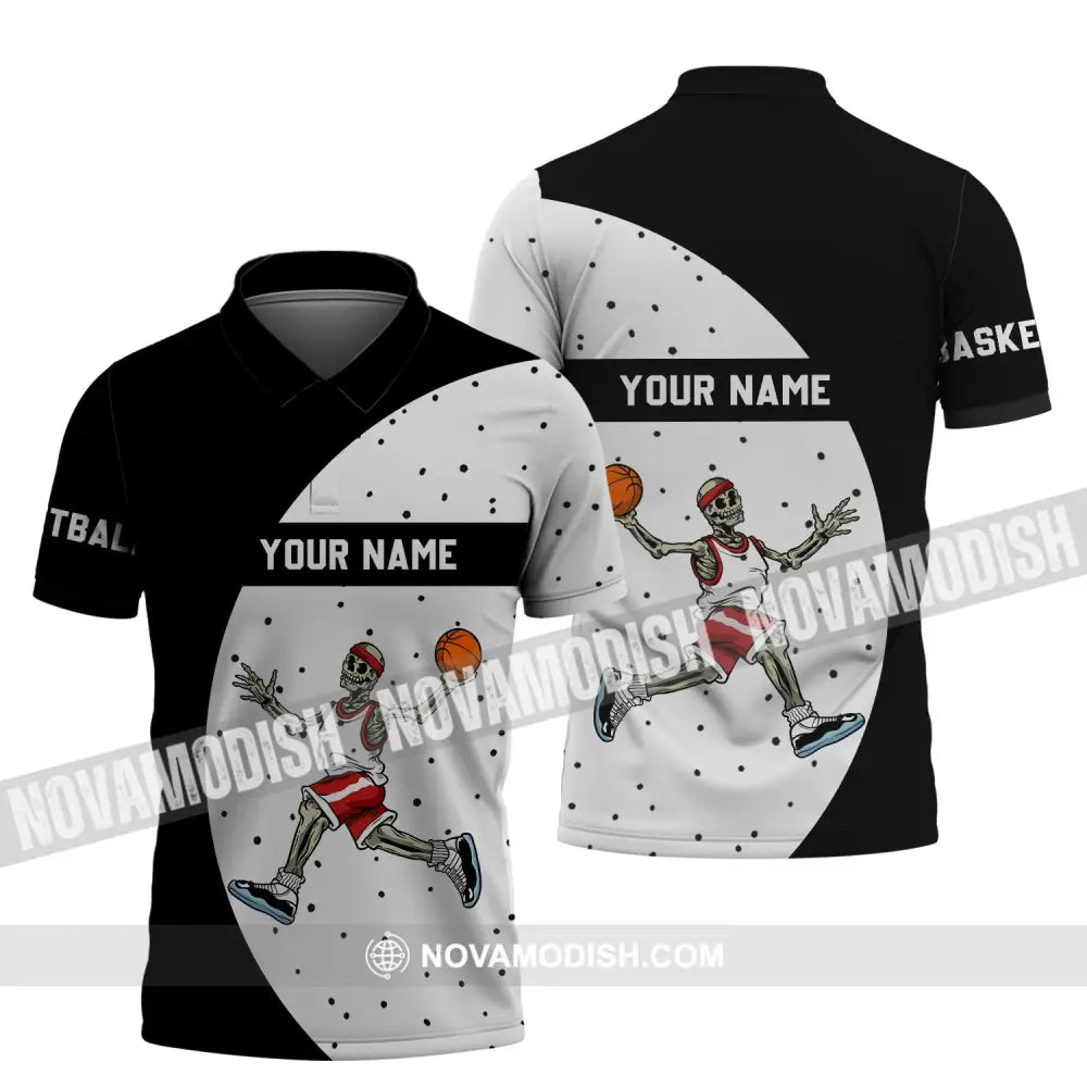 Man Shirt - Custom Name T-Shirt - Basketball Skeleton Clothing Polo Shirt / S T-shirt