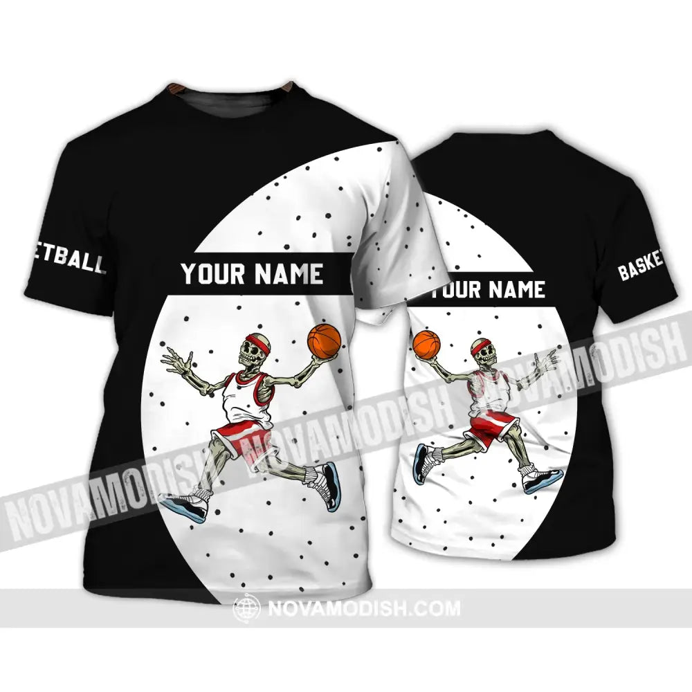 Man Shirt - Custom Name T-Shirt - Basketball Skeleton Clothing T-Shirt / S T-shirt