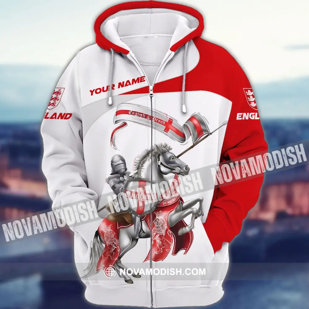 Man Shirt - Custom Name T-Shirt England Horseman Shirt Zipper Hoodie / S T-shirt