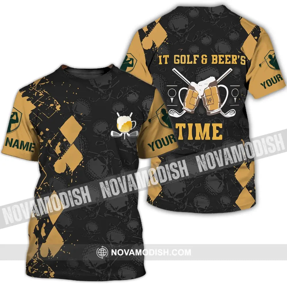 Man Shirt - Custom Name T-Shirt - It’s Gold And Beer Time Clothing T-shirt