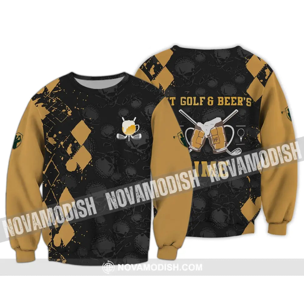 Man Shirt - Custom Name T-Shirt - It’s Gold And Beer Time Clothing Long Sleeve / S T-shirt