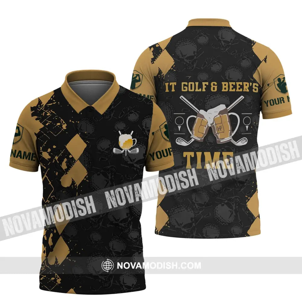 Man Shirt - Custom Name T-Shirt - It’s Gold And Beer Time Clothing Polo Shirt / S T-shirt