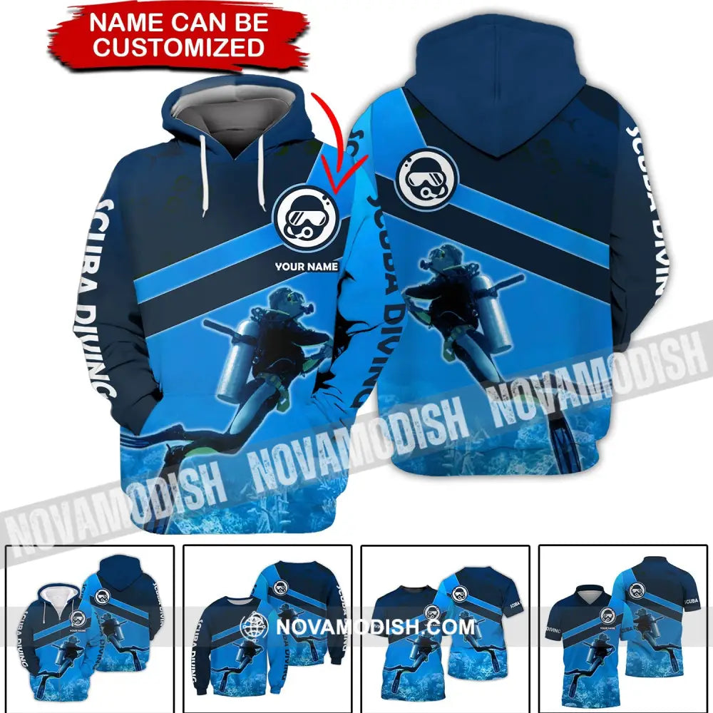 Man Shirt - Custom Name T-Shirt - Scuba Diving Clothing T-shirt