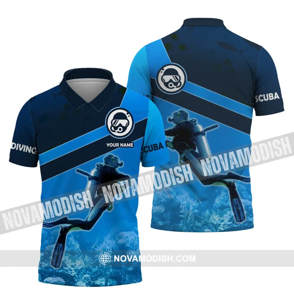 Man Shirt - Custom Name T-Shirt - Scuba Diving Clothing Polo Shirt / S T-shirt