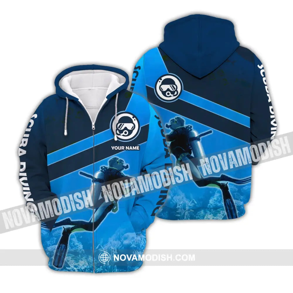 Man Shirt - Custom Name T-Shirt - Scuba Diving Clothing Zipper Hoodie / S T-shirt