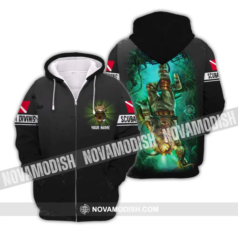 Man Shirt - Custom Name T-Shirt - Scuba Diving Deep Ocean Clothing Zipper Hoodie / S T-shirt