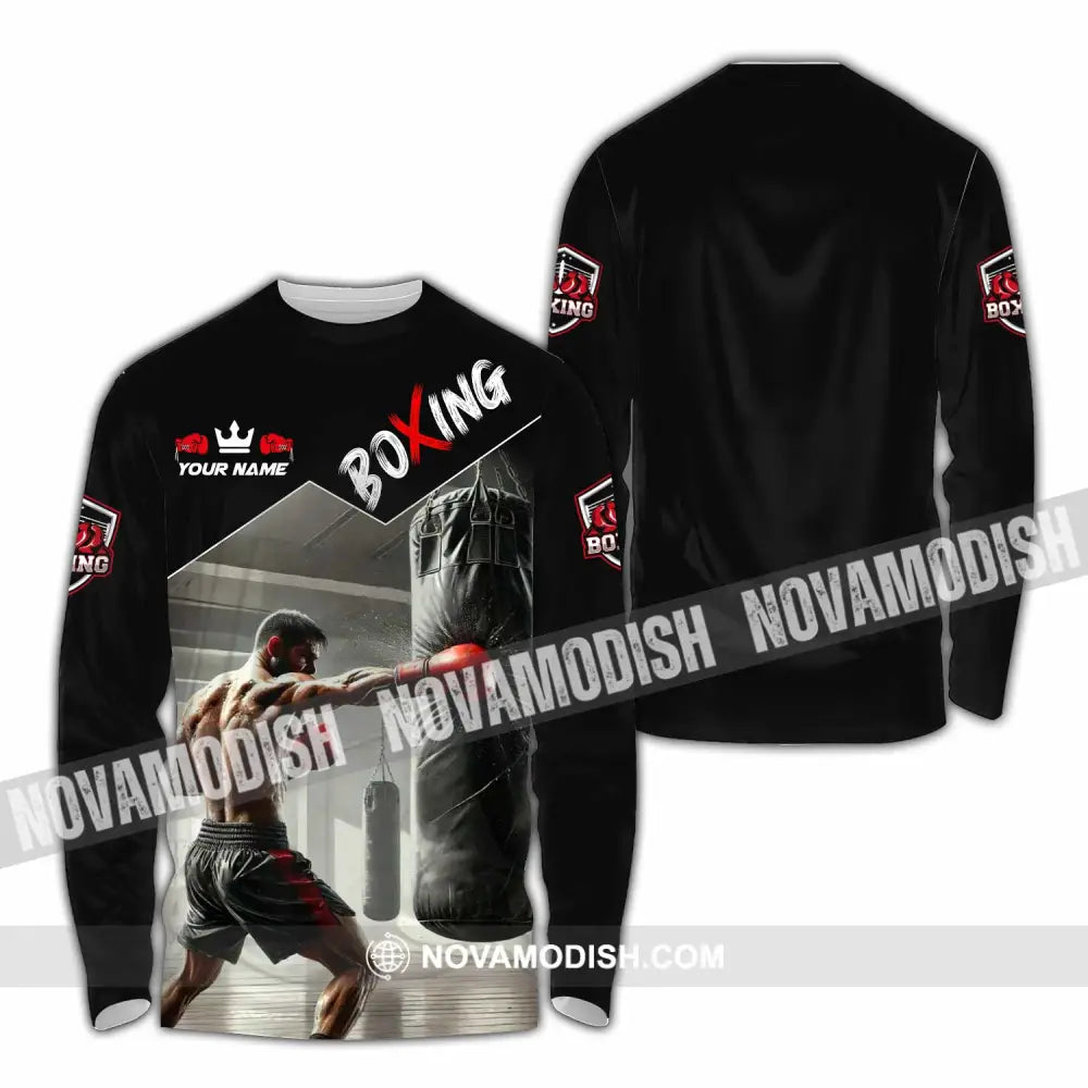 Men Shirt - Custom Boxing Strong Man Shirt Long Sleeve Shirt / S T-shirt