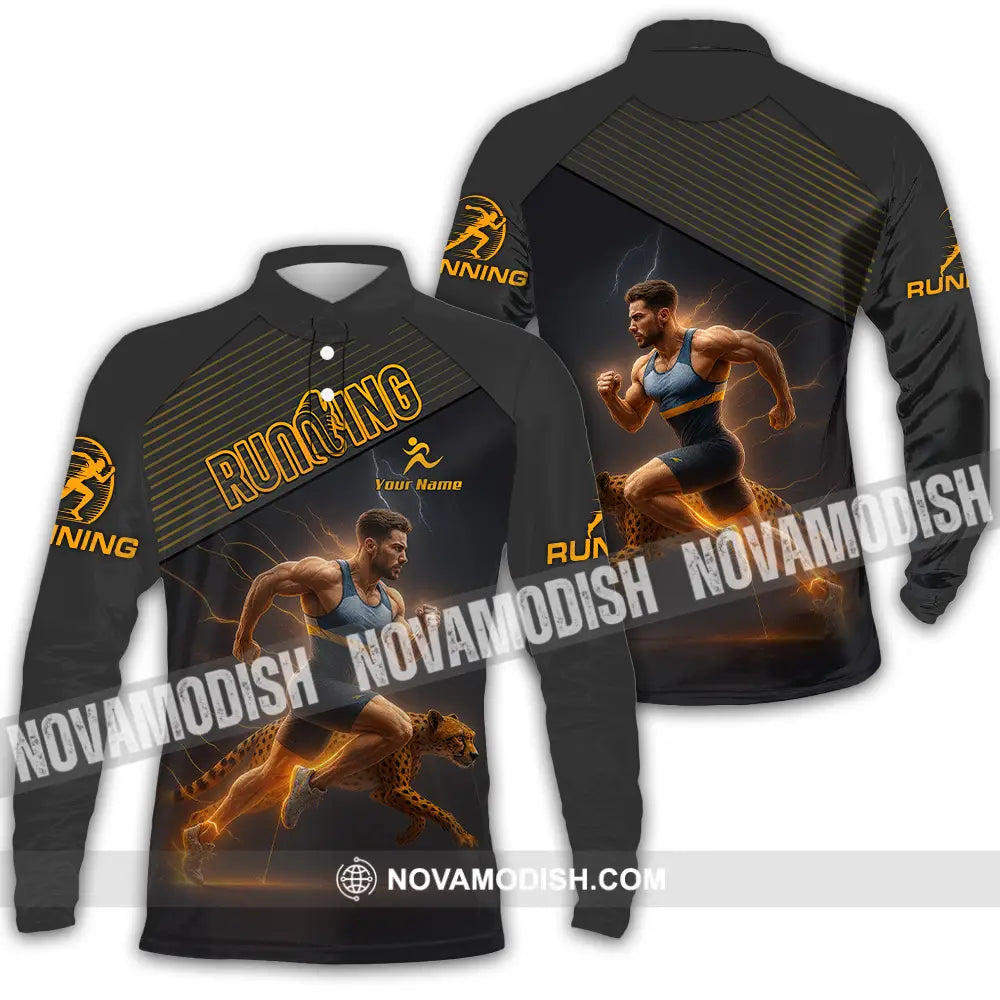 Men Shirt - Custom Man Running Shirt Long Sleeve Polo / S T-shirt