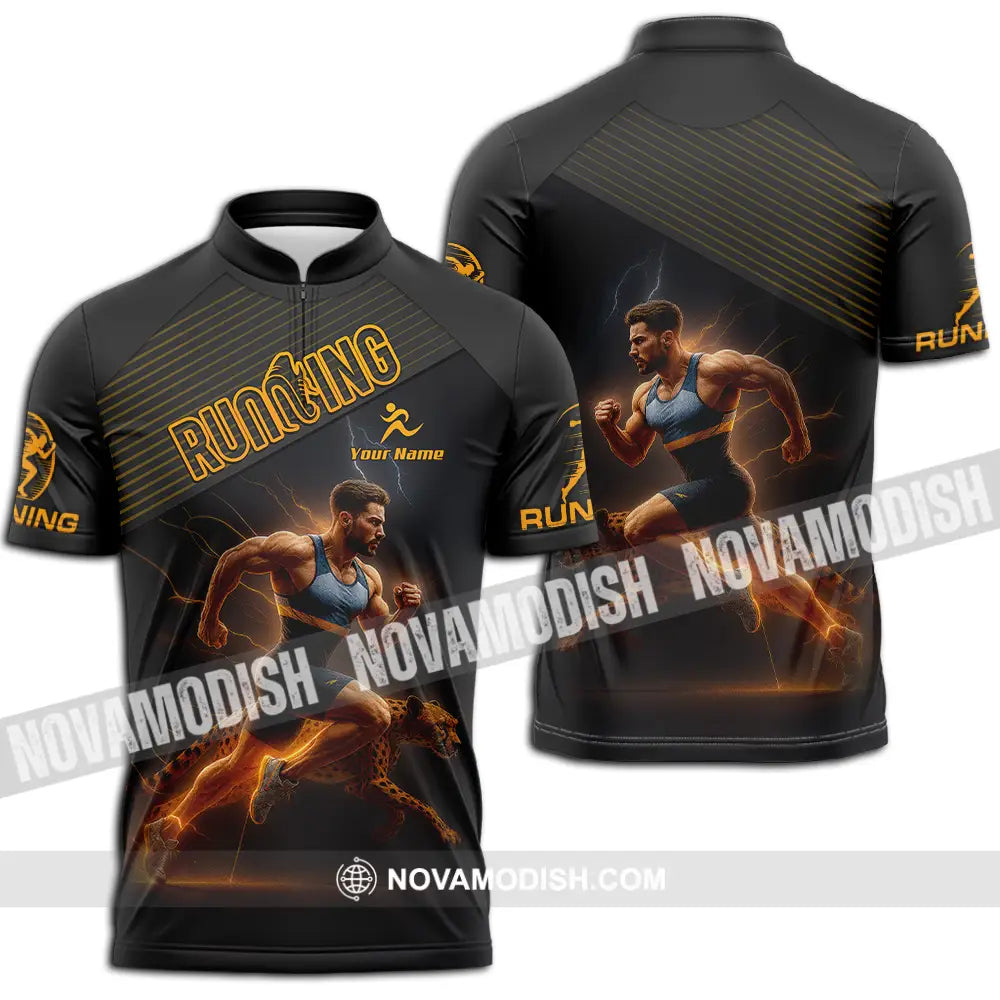 Men Shirt - Custom Man Running Shirt Zipper Polo Shirt / S T-shirt
