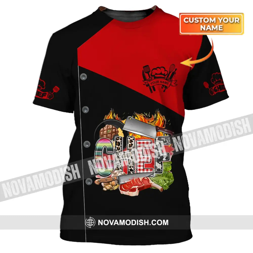 Men Shirt - Custom Name Shirt - Chef Pattern Shirt T-shirt