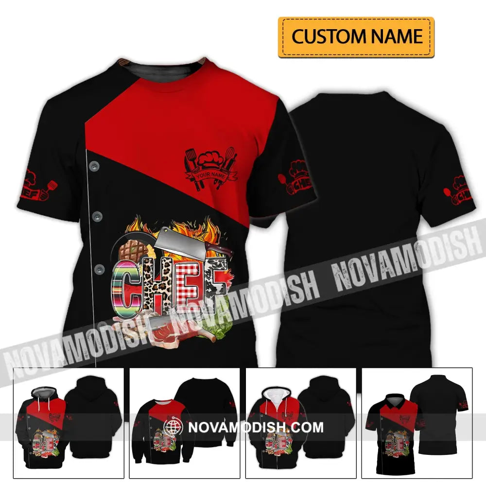 Men Shirt - Custom Name Shirt - Chef Pattern Shirt T-shirt
