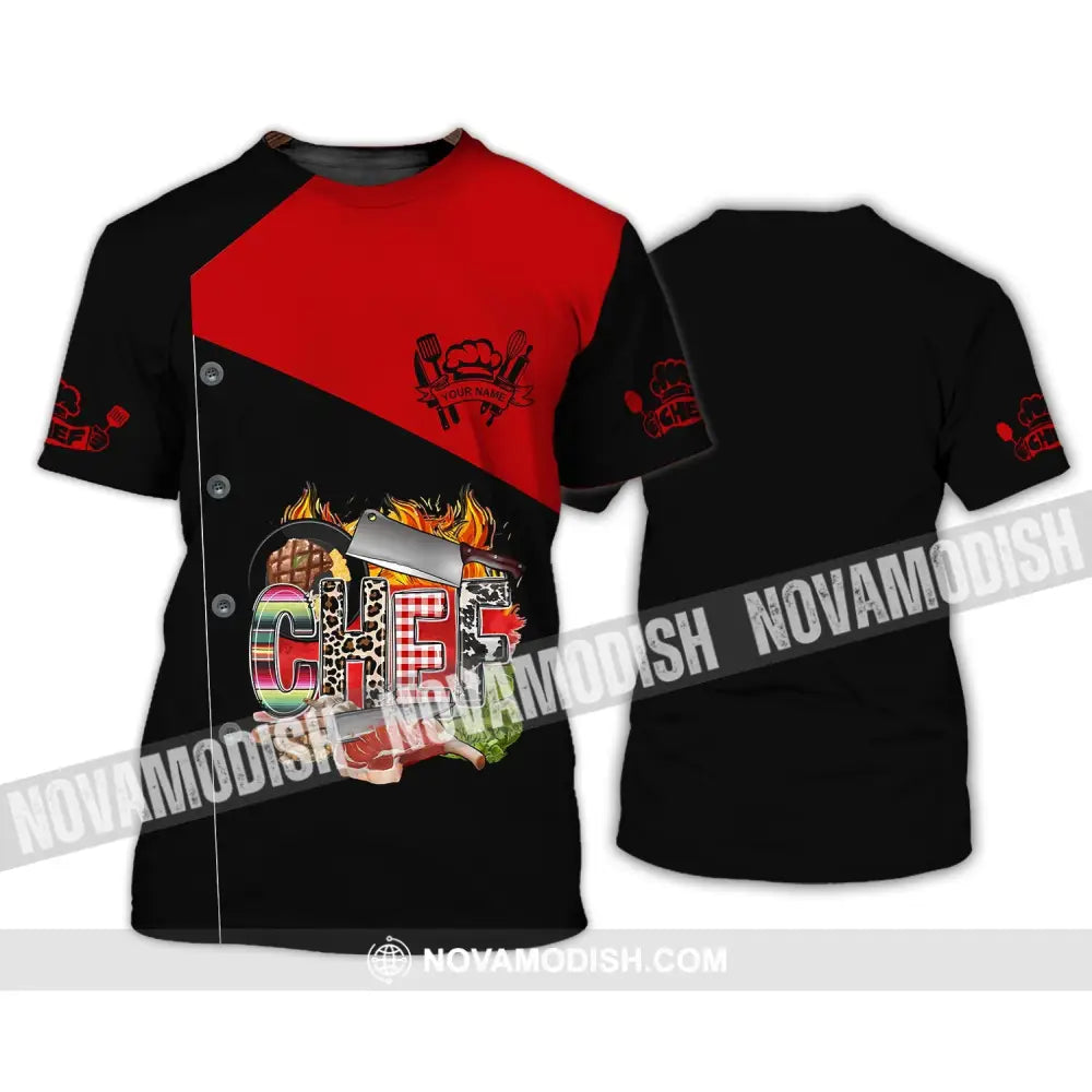 Men Shirt - Custom Name Shirt - Chef Pattern Shirt T-Shirt / S T-shirt