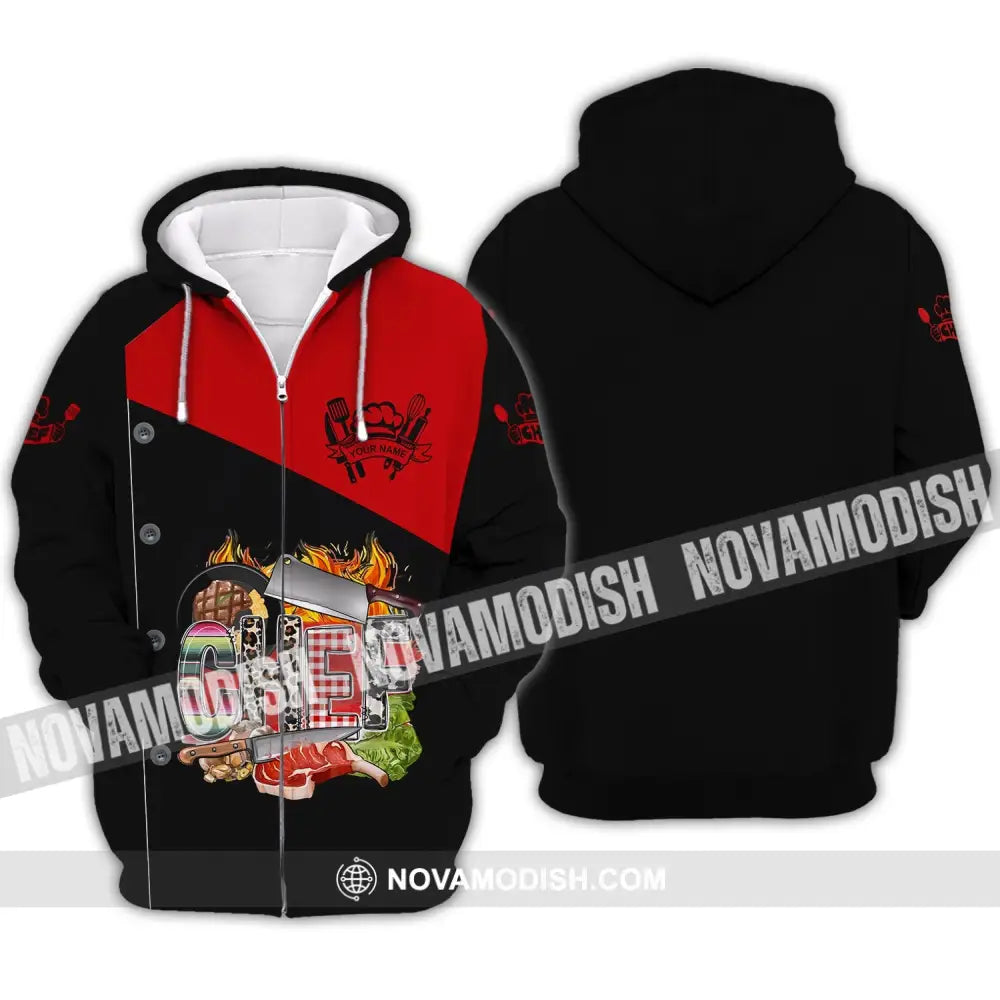 Men Shirt - Custom Name Shirt - Chef Pattern Shirt Zipper Hoodie / S T-shirt