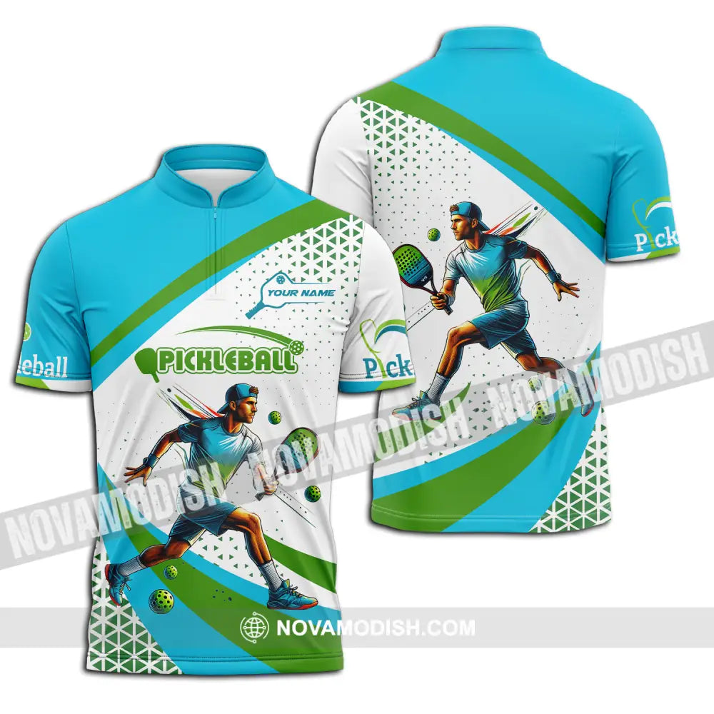 Men Shirt - Custom Name Sport Shirt Pickleball Classic Shirt Zipper Polo Shirt / S T-shirt