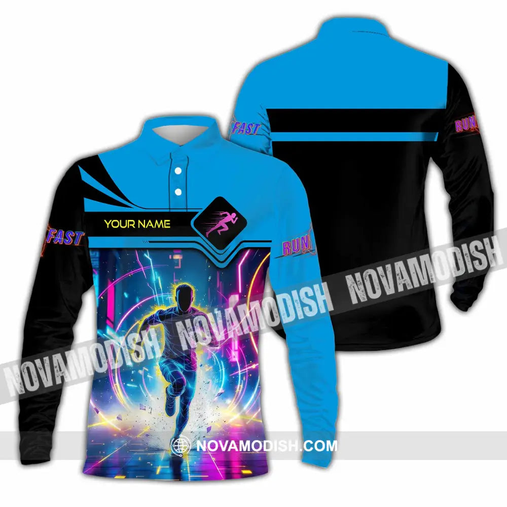 Men Shirt - Custom Running Shirt Long Sleeve Polo / S T-shirt