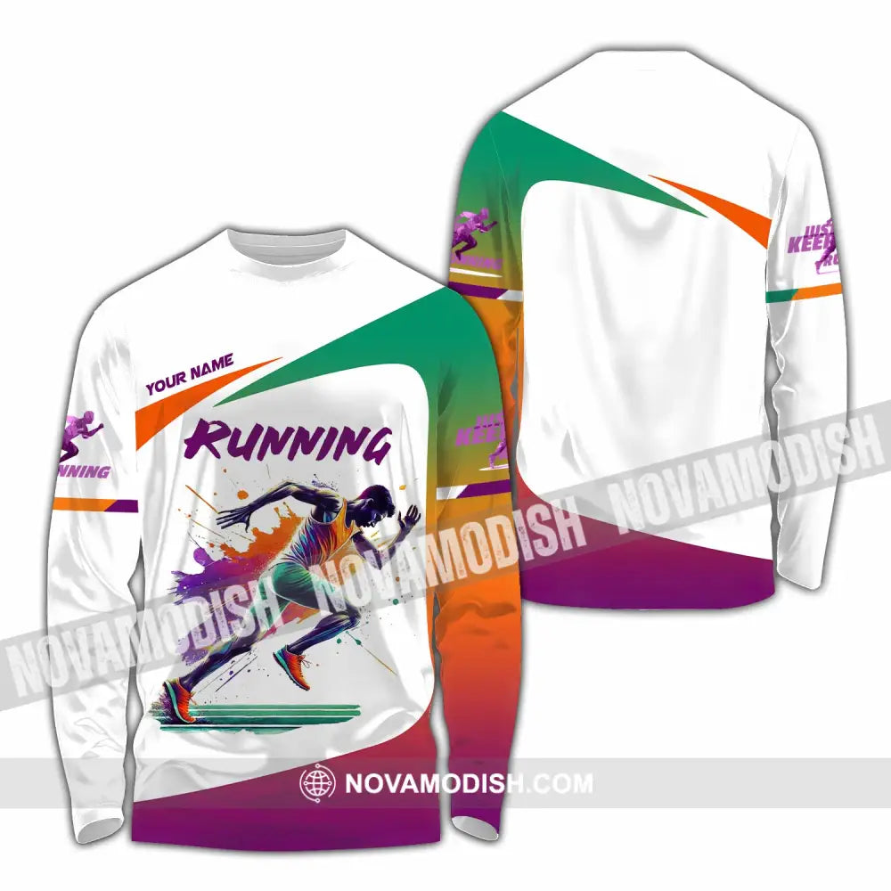 Men Shirt - Custom Running Man Runner Shirt Long Sleeve Shirt / S T-shirt