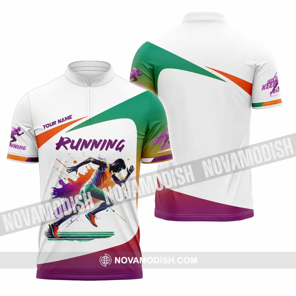 Men Shirt - Custom Running Man Runner Shirt Zipper Polo Shirt / S T-shirt