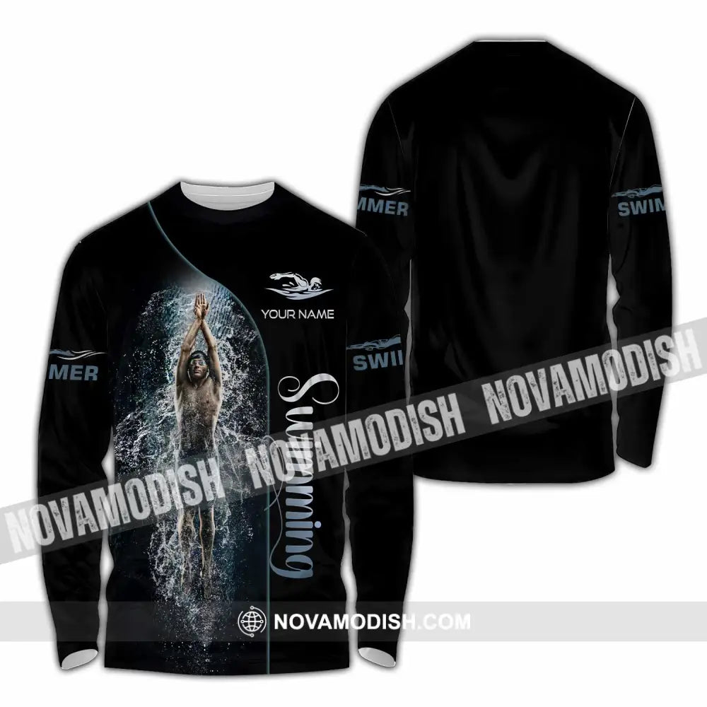 Men Shirt - Custom Swimming Swim Lover Shirt Long Sleeve Shirt / S T-shirt